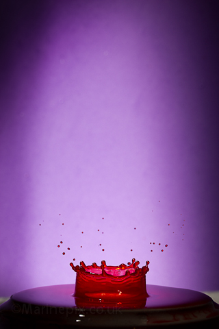 red splash purple background